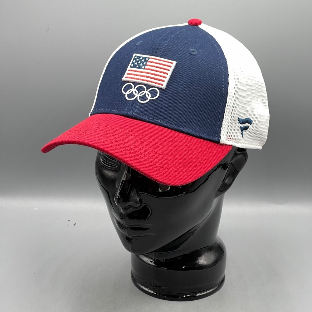 Team USA Baseball Cap Adult's Red Flag Patriotic Trucker Olympics Adjustable